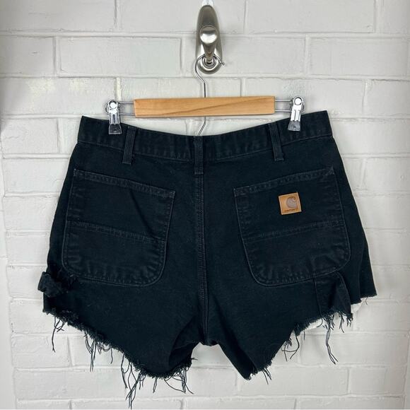 Carhartt Black Denim Handmade Cutoff Cargo Shorts - Picture 5 of 8